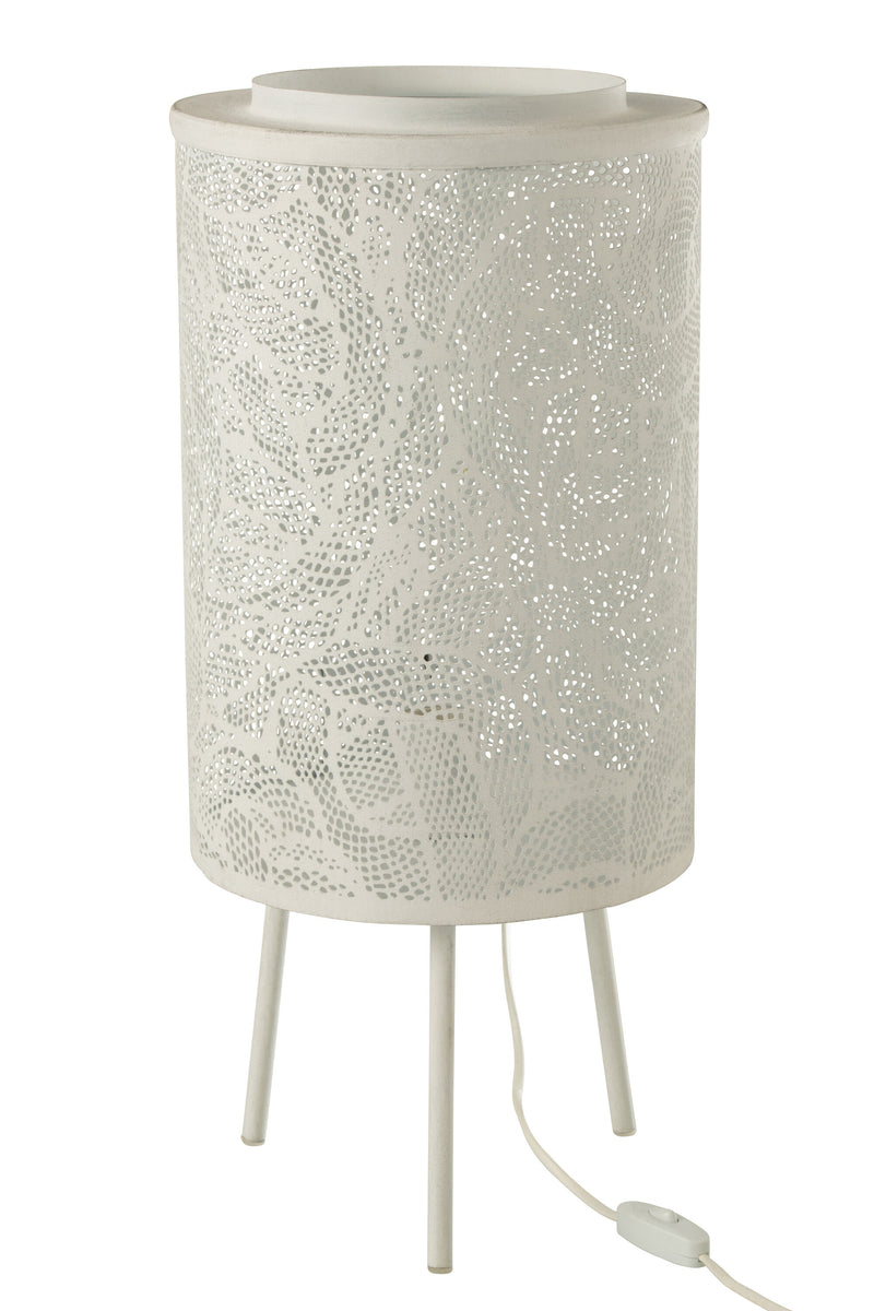 Set of 2 Perforated Metal Lamps in Pure White - Contemporary design meets classic elegance 