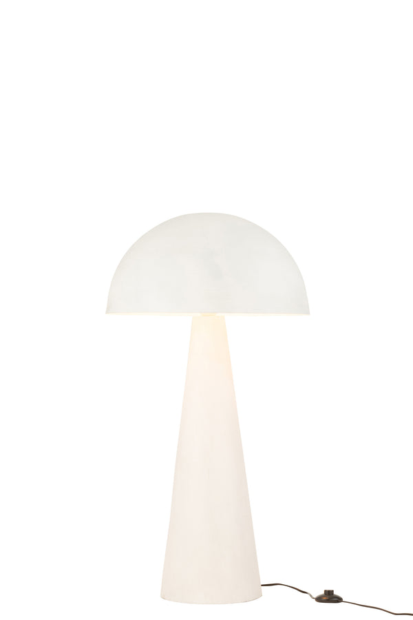 Floor Lamp Mushroom Design, Matt White Metal - Compact Size