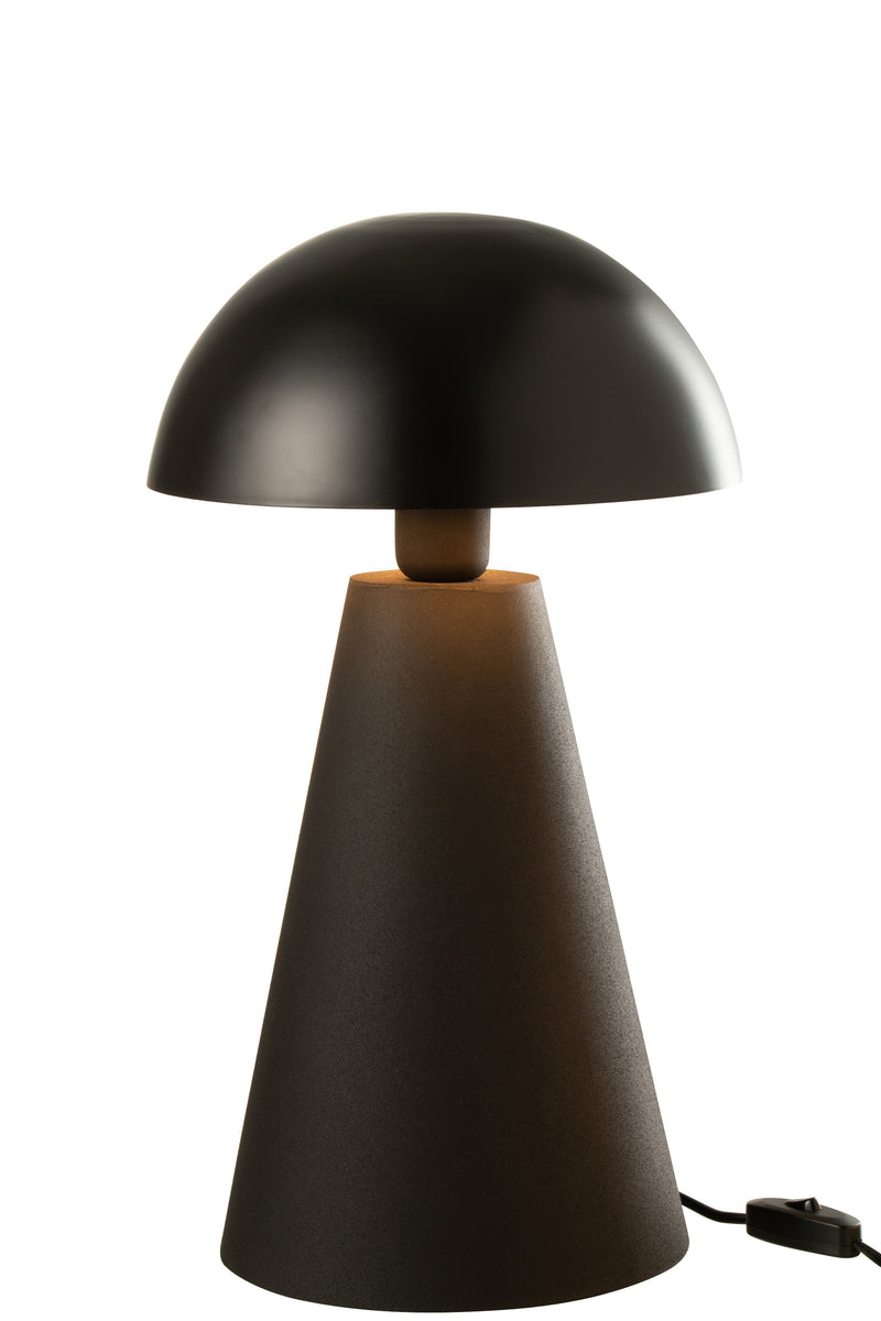 Set of 2 table lamps mushroom matt shiny black metal for stylish interior lighting