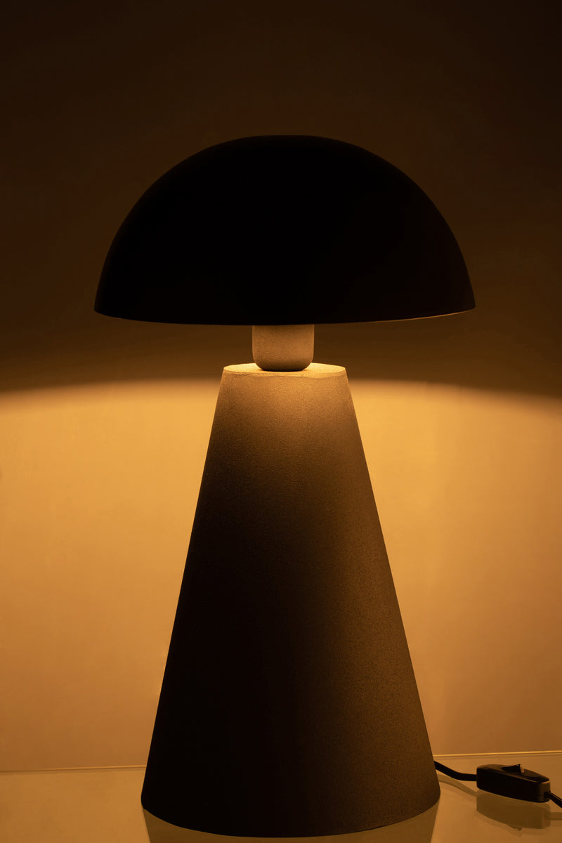 Set of 2 table lamps mushroom matt shiny black metal for stylish interior lighting