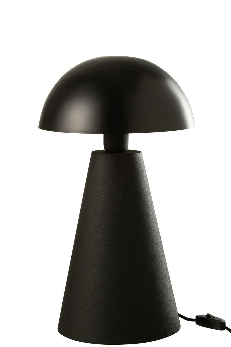 Set of 2 table lamps mushroom matt shiny black metal for stylish interior lighting