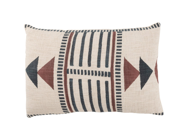 Exquisite set of 4 ethnic cushions Cotton blend fabric in shades of cream, brown and black