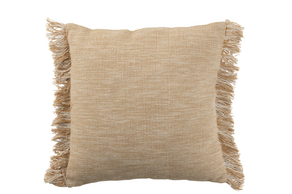 Set of 4 cushions with fringes in cotton beige - natural elegance for your home
