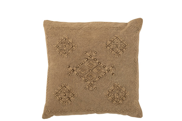 Set van 4 kussens borduur katoen bruin - stijlvolle accenten voor je huis