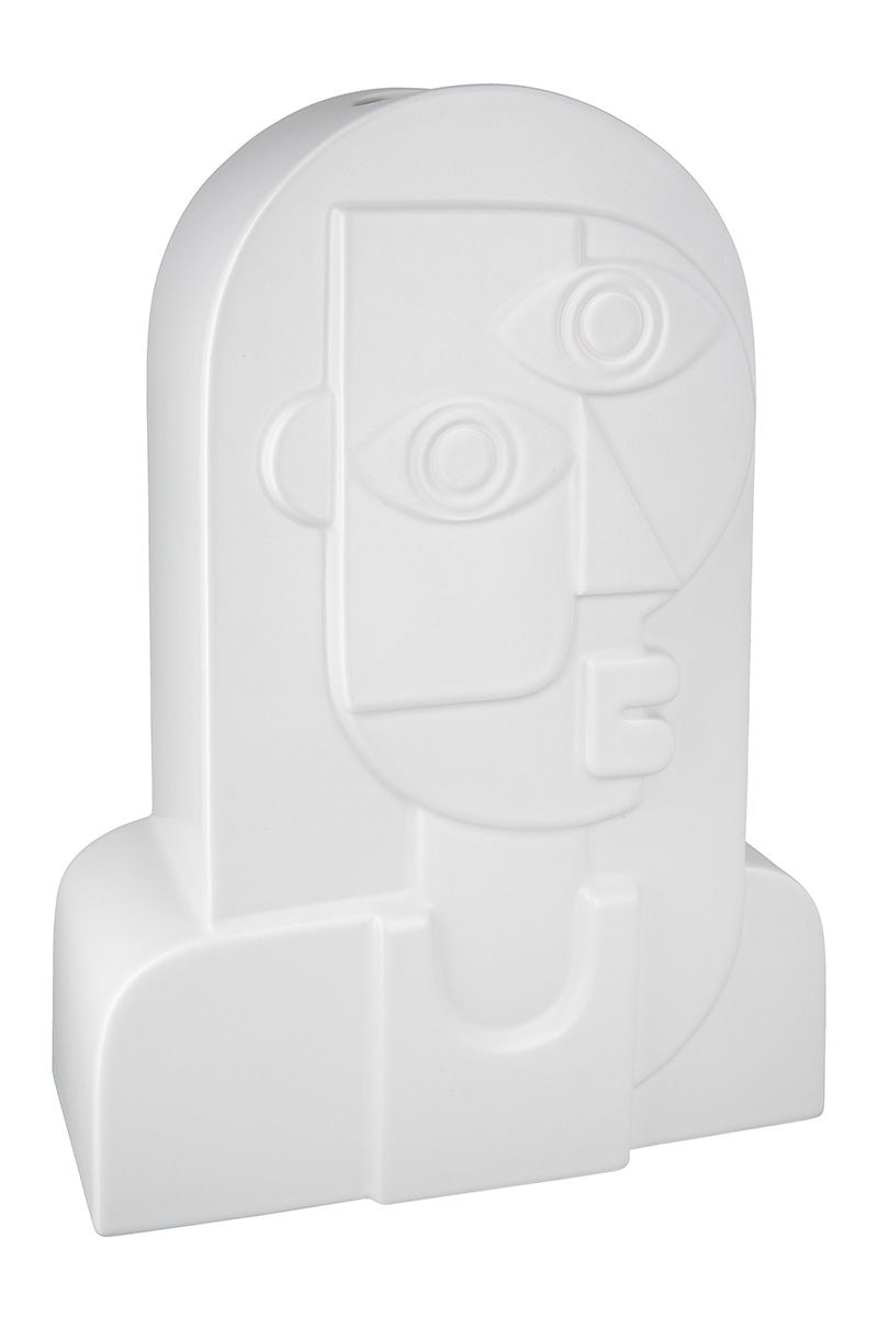 2er Set Keramik Gesichtsvase Picasso - Grau, Schwarz, Kupfer - Kunstvolle Dekoration