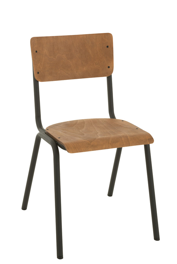 Set van 2 stoelen van hout en metaal in bruin of zwart - tijdloos design met hoge veerkracht179