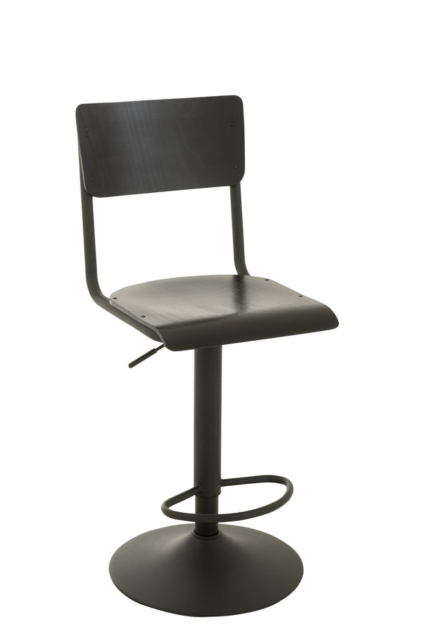 Modern bar stool black - wood/metal - 2 pieces - height adjustable