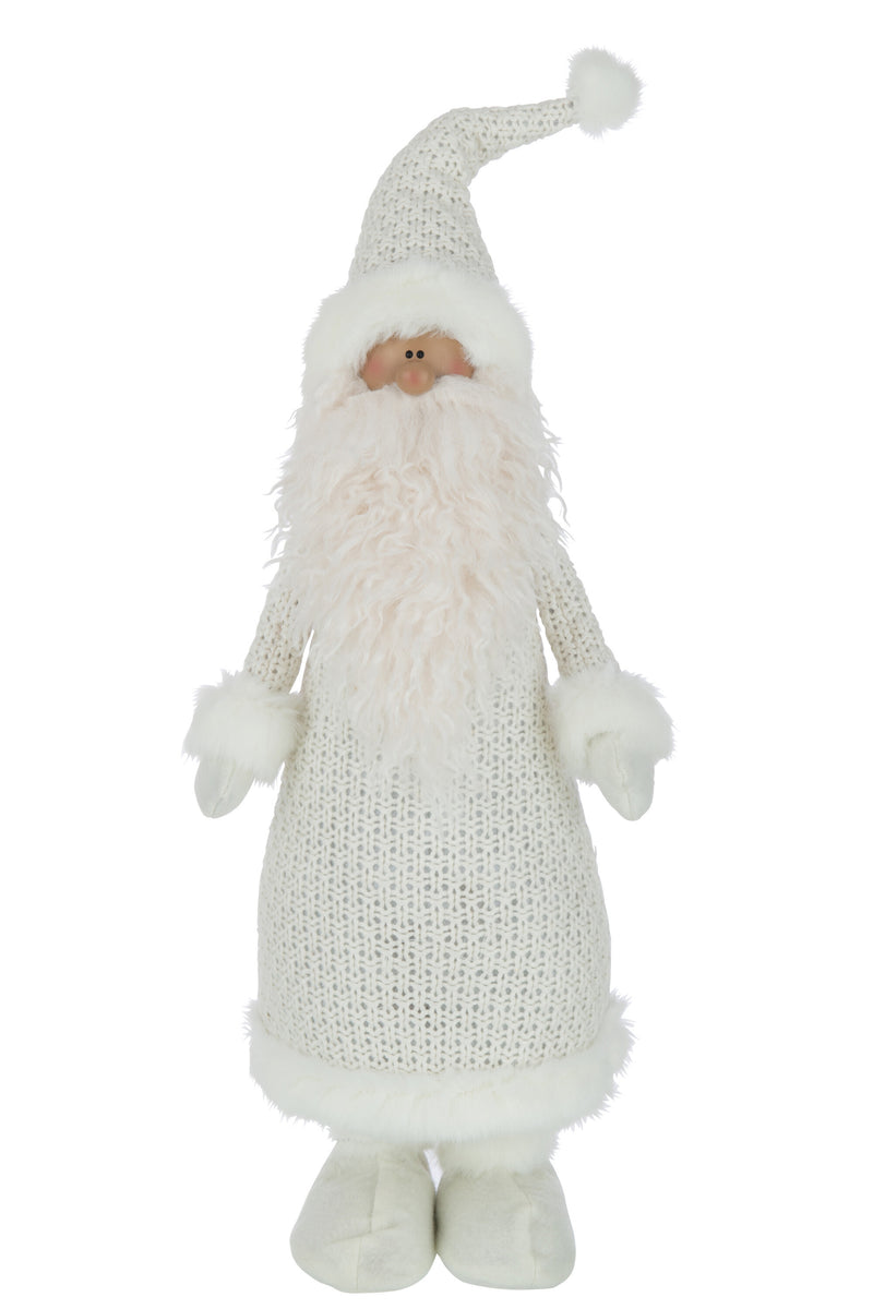 Stylish set of 3 decorative Santa Clauses made of polyester in white - festive accents for your home