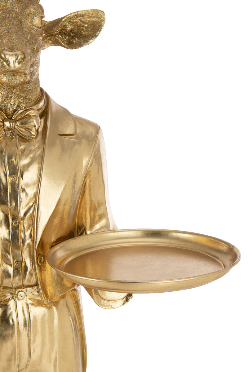 XXL hertenkelner in goud met dienblad, een meesterwerk voor elegante presentaties 