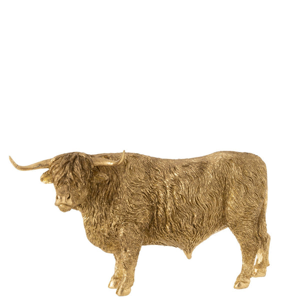 Exquisite set of 2 golden cattle sculptures made of poly