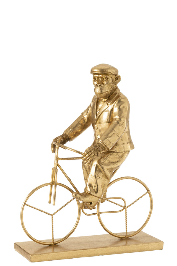 Set of 2: Gold Poly Monkeys on Bicycles - Eccentric art for your home!