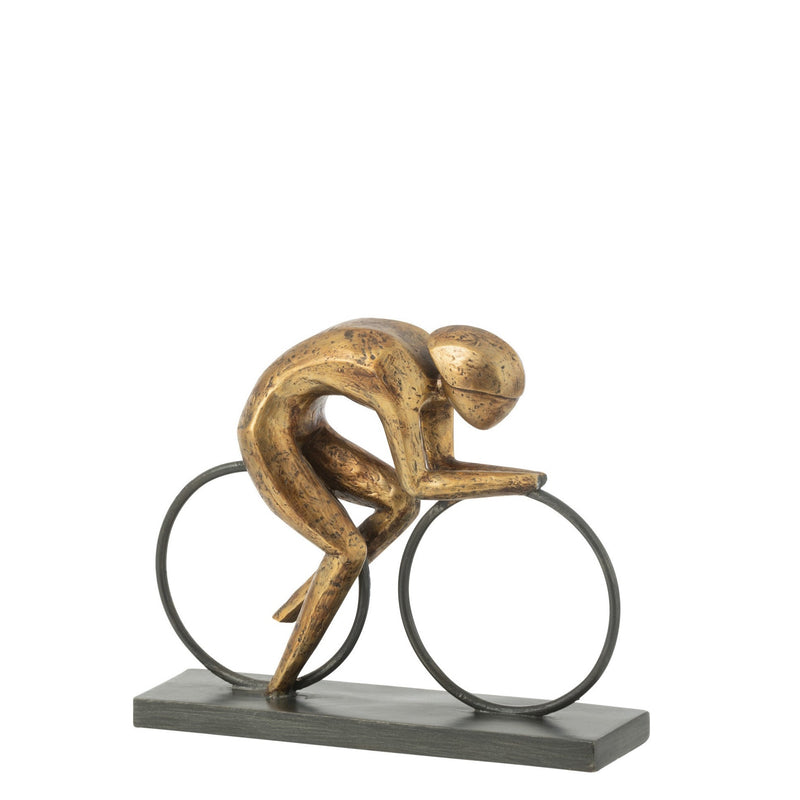 Cyclist sculptures based on polyresin, gold - in two different sizes