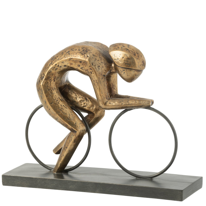 Cyclist sculptures based on polyresin, gold - in two different sizes