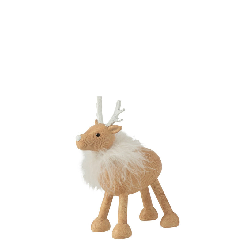 Charming Christmas deer decoration - detailed polyresin sculptures with a festive fur look
