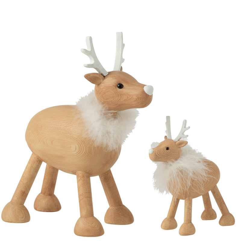 Charming Christmas deer decoration - detailed polyresin sculptures with a festive fur look