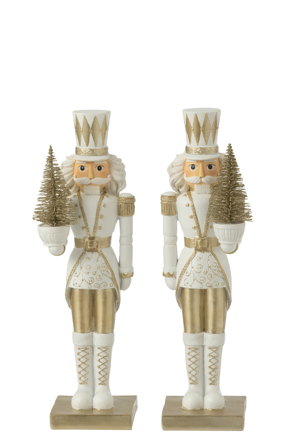 Elegant Set of 4 Nutcracker Trees in White/Gold - Double Sorted and Handcrafted