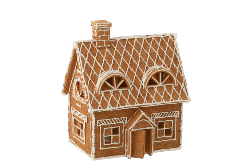 LED illuminated gingerbread house - festive Christmas decoration made of polyresin