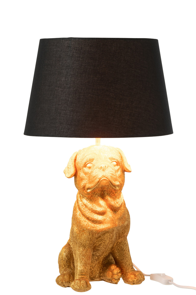 Exclusive set of 2 sitting dog table lamps in polyresin - available in brown and gold