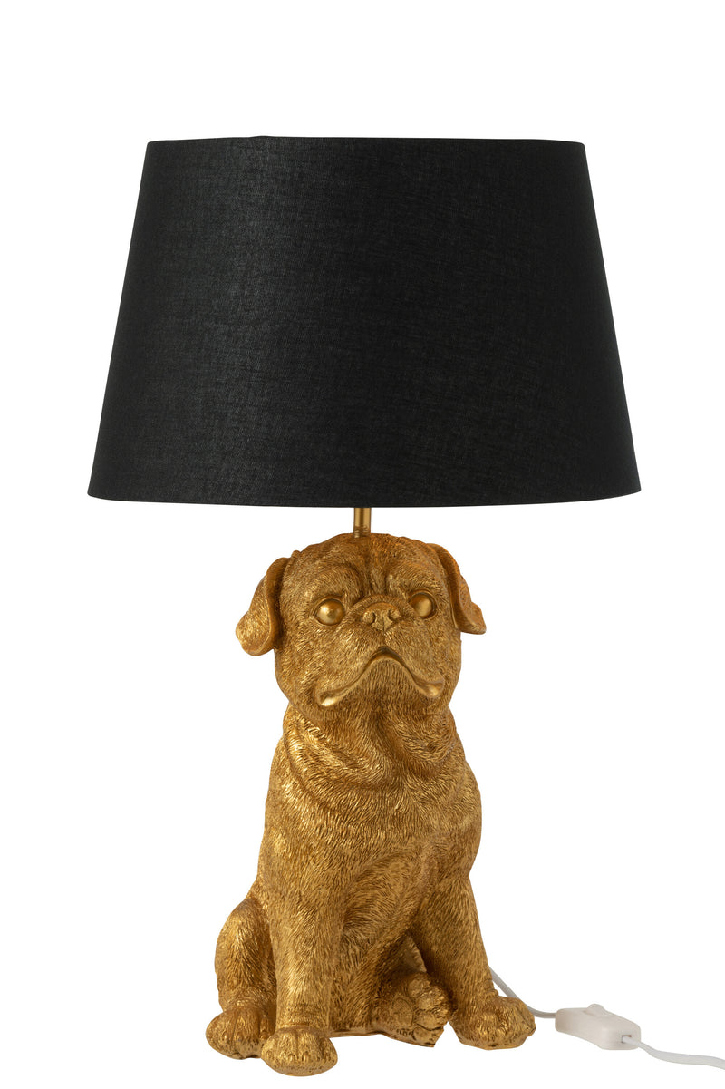 Exclusive set of 2 sitting dog table lamps in polyresin - available in brown and gold