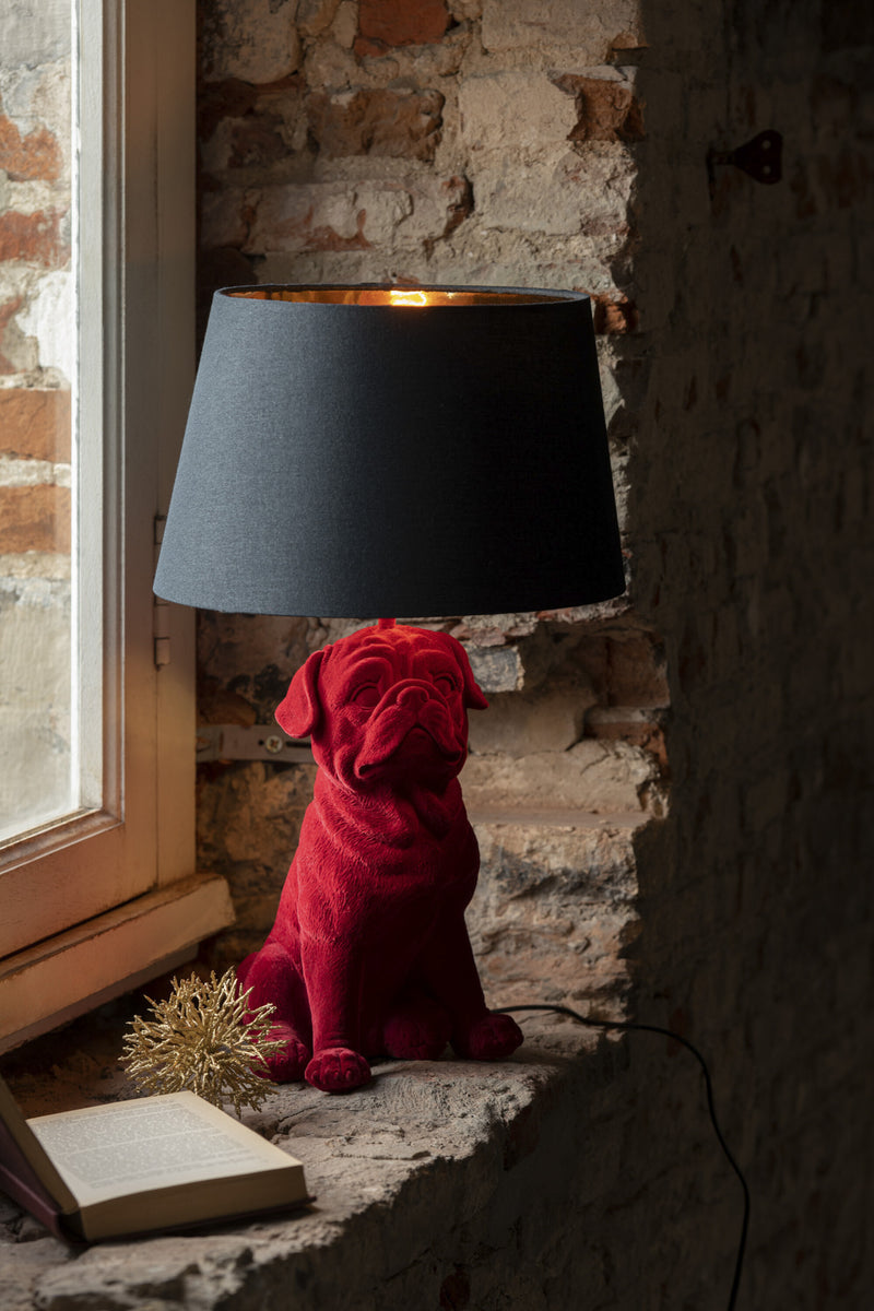 Exclusive set of 2 sitting dog table lamps in polyresin - available in brown and gold