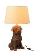 Exclusive set of 2 sitting dog table lamps in polyresin - available in brown and gold