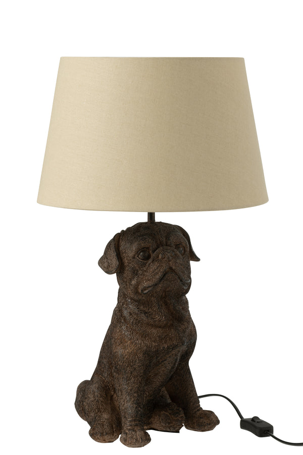 Exclusive set of 2 sitting dog table lamps in polyresin - available in brown and gold