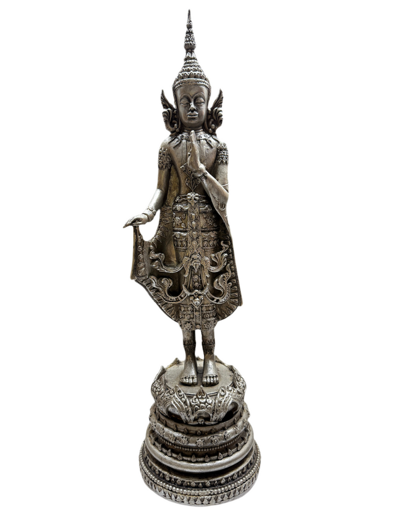 Elegantes 3er Set Stehende Buddha Statuen Höhe 43cm