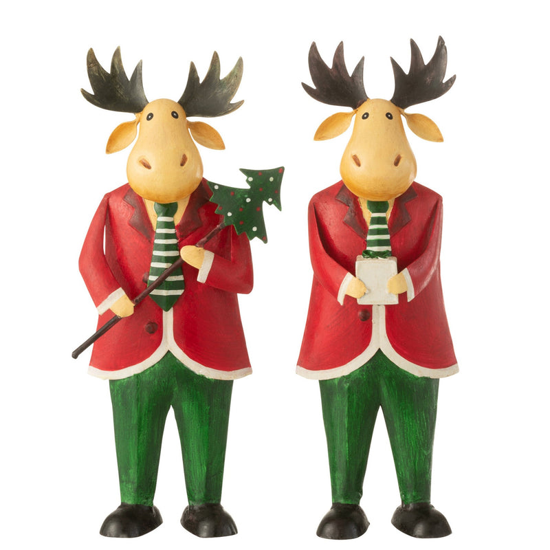 Handgemaakte metalen eland – feestelijke set van 4 met cadeau en boom