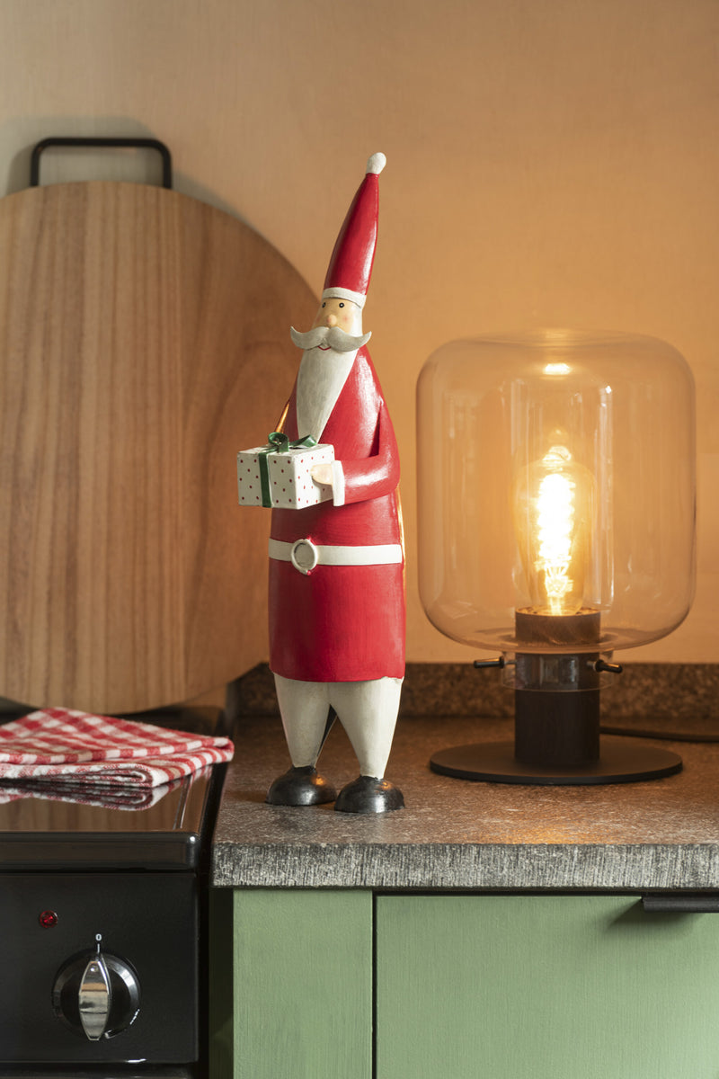 Festive Santa Claus with Present - Handmade Metal Sculptures in Two Sizes