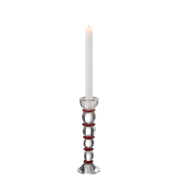 J-Line Candle Holder Annie Crystal Red/Transparent Large