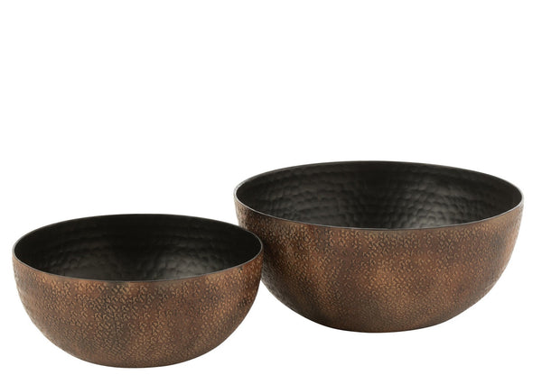 2x Set of 2 hacienda bowls made of aluminum in bronze - large and small