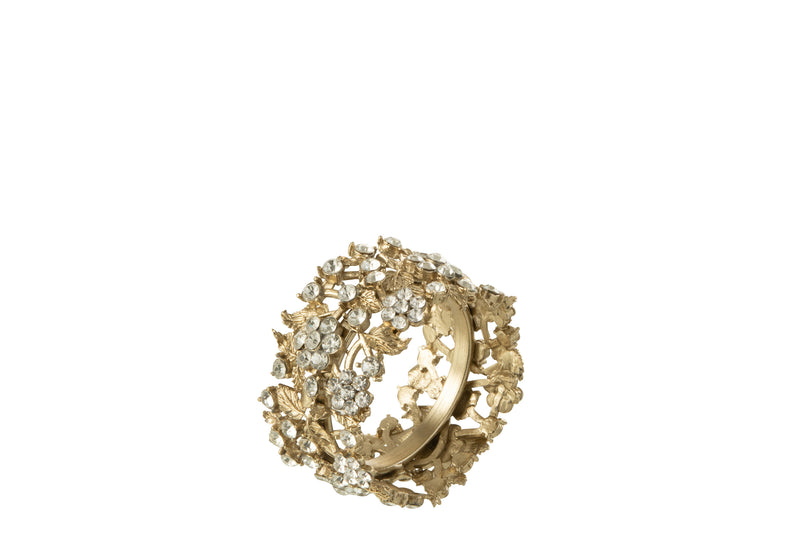 Set of 4 wide napkin rings shimmering gold glass for elegant table decoration