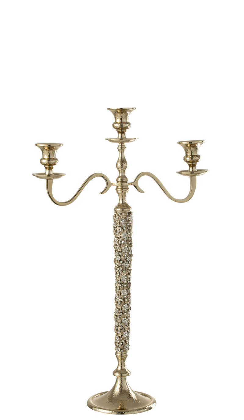 Candle holder Valee Exquisite metal design in gold bronze for impressive interior lighting