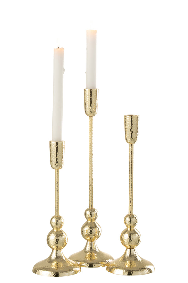Exclusive 2x set of 3 'Grane' candle holders made of aluminum in gold colour