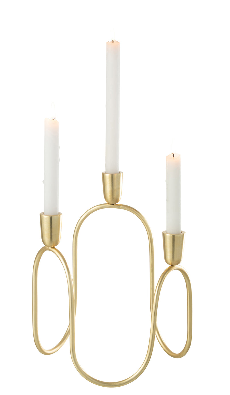 Set of 2 candle holders Tryo made of iron &amp; aluminum in gold