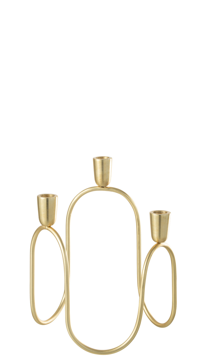 Set of 2 candle holders Tryo made of iron &amp; aluminum in gold