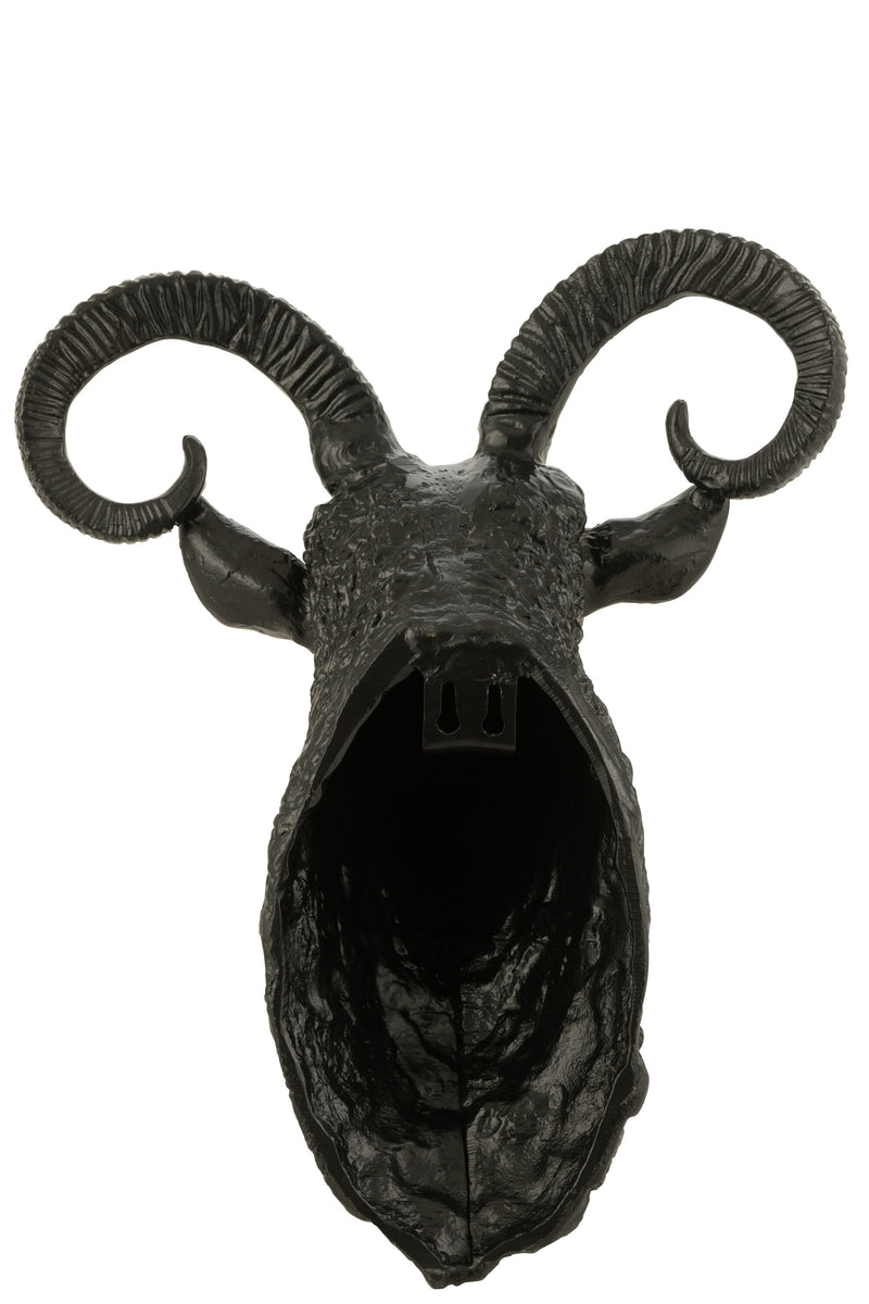 Goat's head made of aluminum - a statement in black