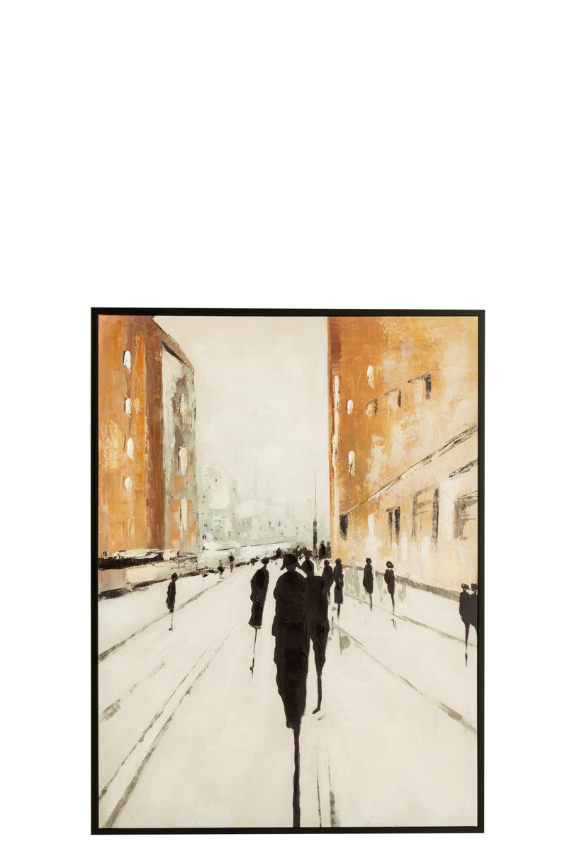 Hand-painted canvas picture Urban Life – 120x90 cm, Black and Beige