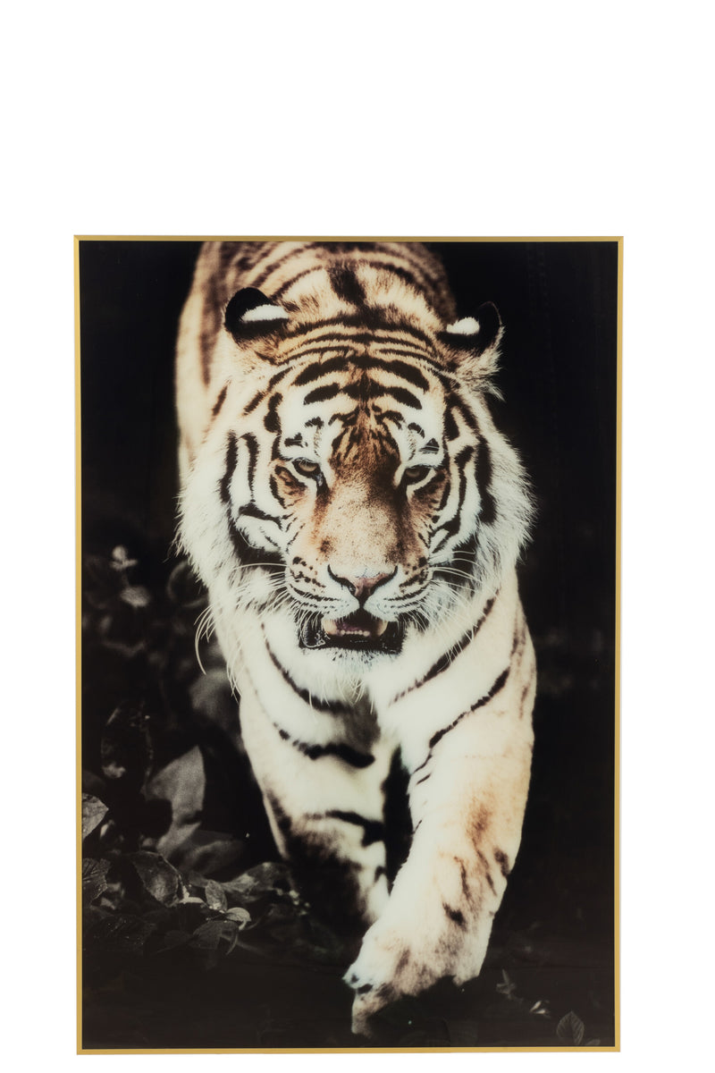 Wall decoration Majestic Tiger Glass Aluminium Black Gold 120cm