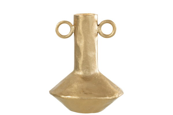 Discover the elegance of "Ritual" A masterfully designed golden aluminum vase