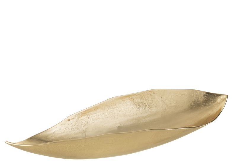 Set of 2 decorative leaf trays in gold made of aluminum - elegance in two sizes