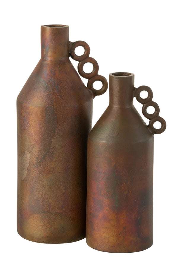 Set of 2 'Odin' Bronze Tone Aluminum Vases in Large or Small