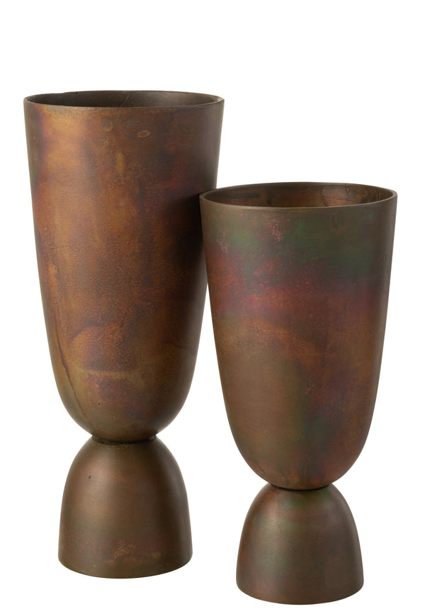 Set of 2 "Thor" - Sublime aluminum vases in bronze, large or small