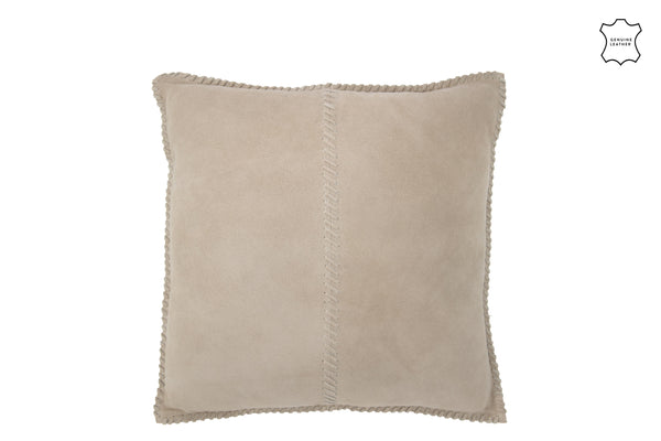 Premium set of 2 cushions 'Line Middle' in gray leather - elegant, luxurious, and easy-care, 45x45 cm