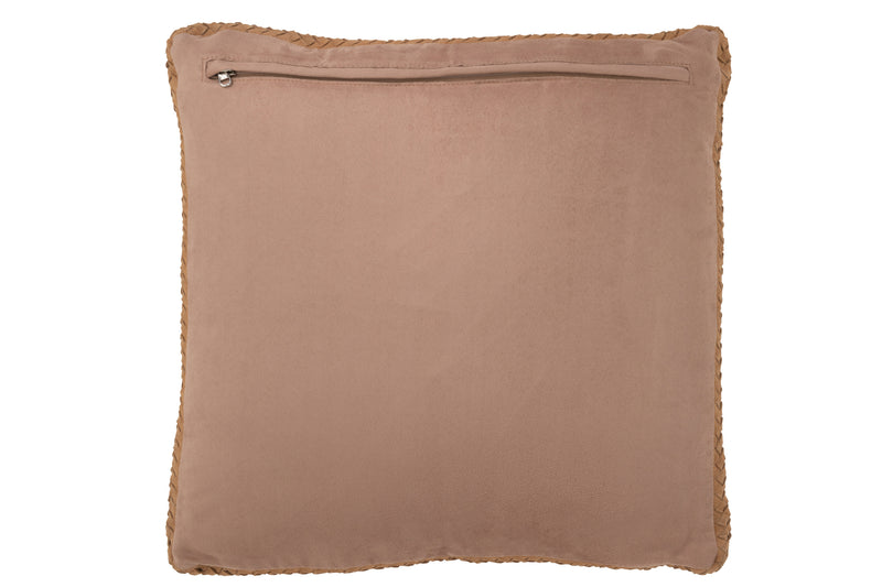 Set of 2 Woven Leather Cushions in Camel Luxurious elegance for your home