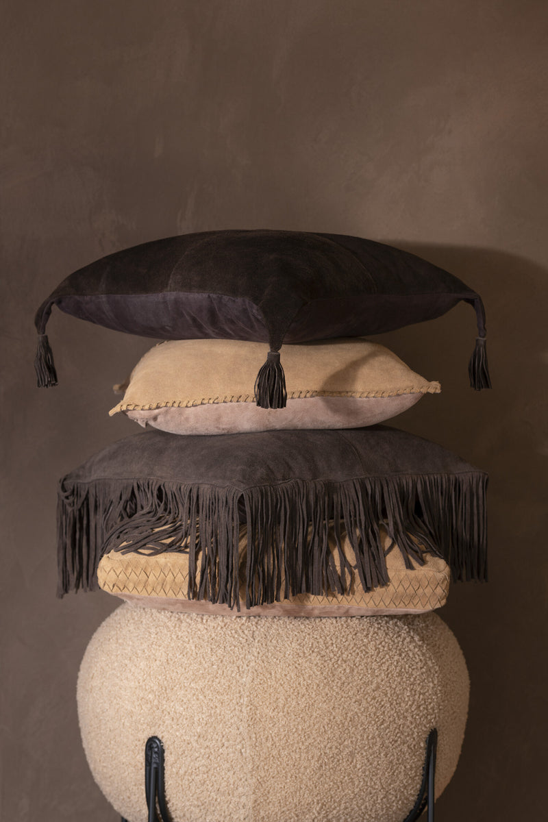 Set van 2 geweven lederen kussens in camel Luxe elegantie voor je huis