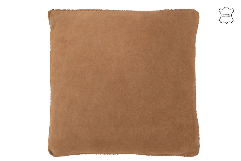 Set of 2 Woven Leather Cushions in Camel Luxurious elegance for your home