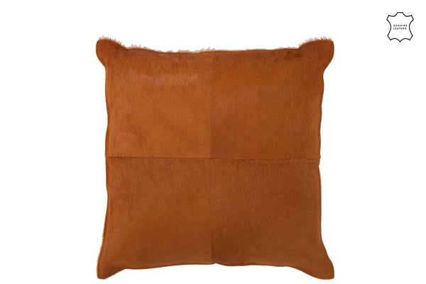 Premium set of 2 cushions made of cowhide in camel
