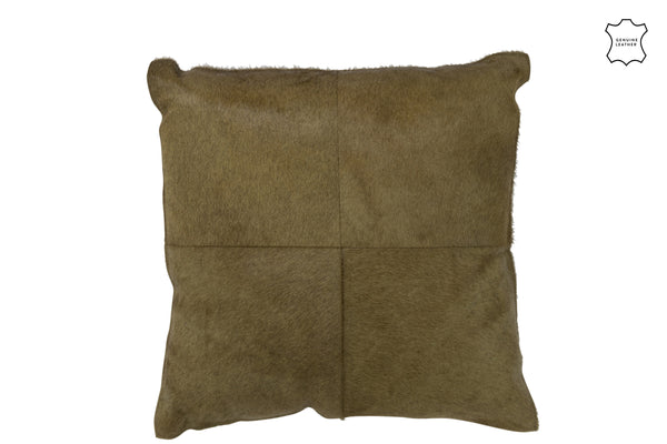 Premium set of 2 cushions made of cowhide in olive green