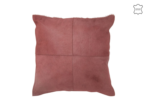 Premium set of 2 cushions made of cowhide in red
